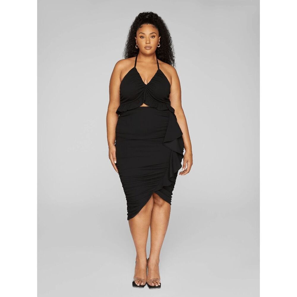 NWT Fashion to Figure Keilani Ruffle Hem Halter Top